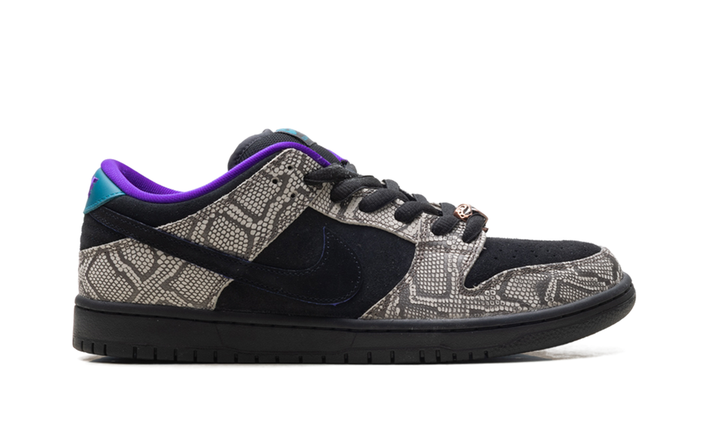 SB Dunk Low Dashawn Jordan Copperhead - Black Suede Skate Shoe with Snakeskin Texture