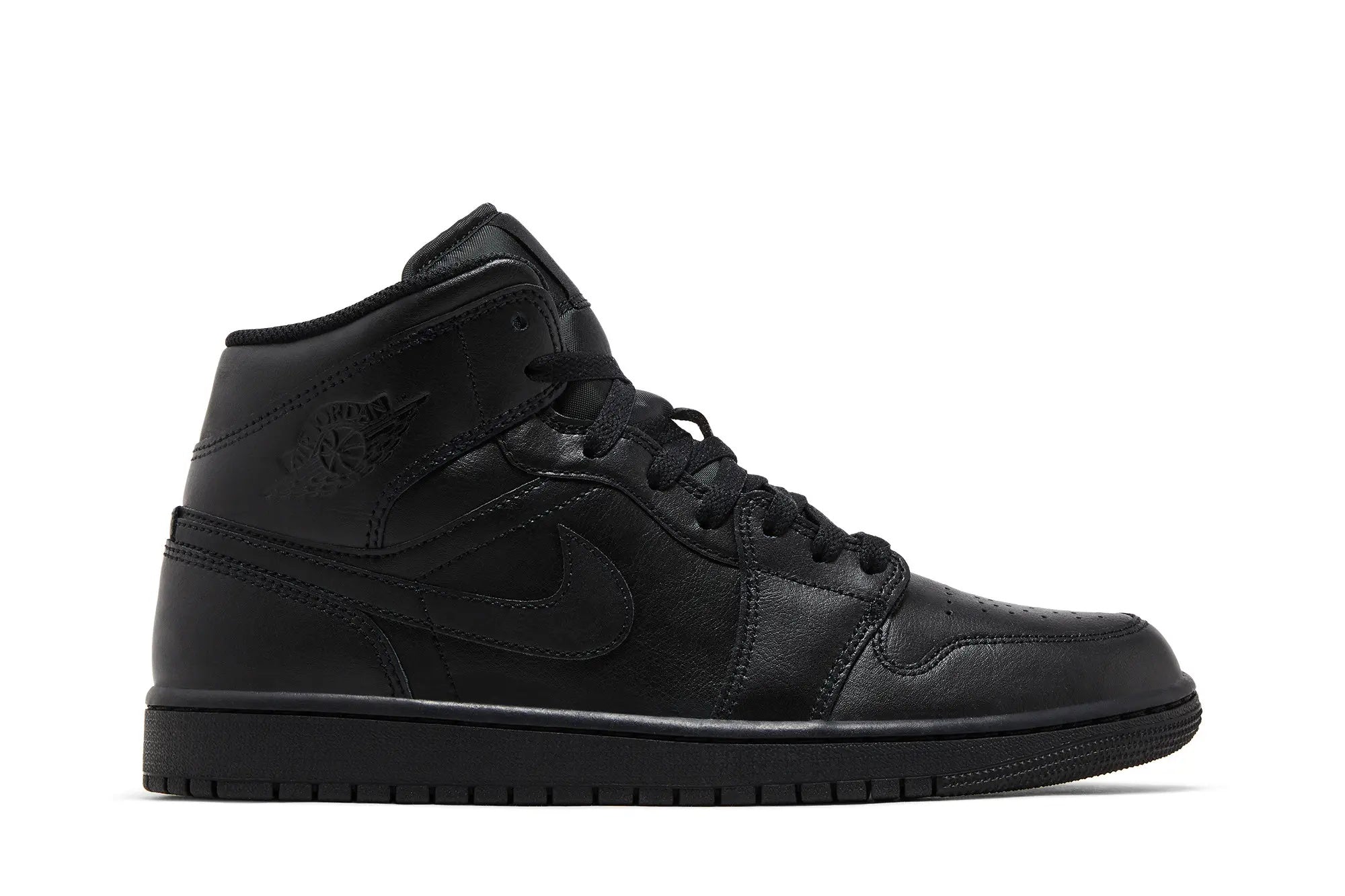 Jordan 1 Mid Triple Black 2022 - Classic All-Black Leather Sneaker