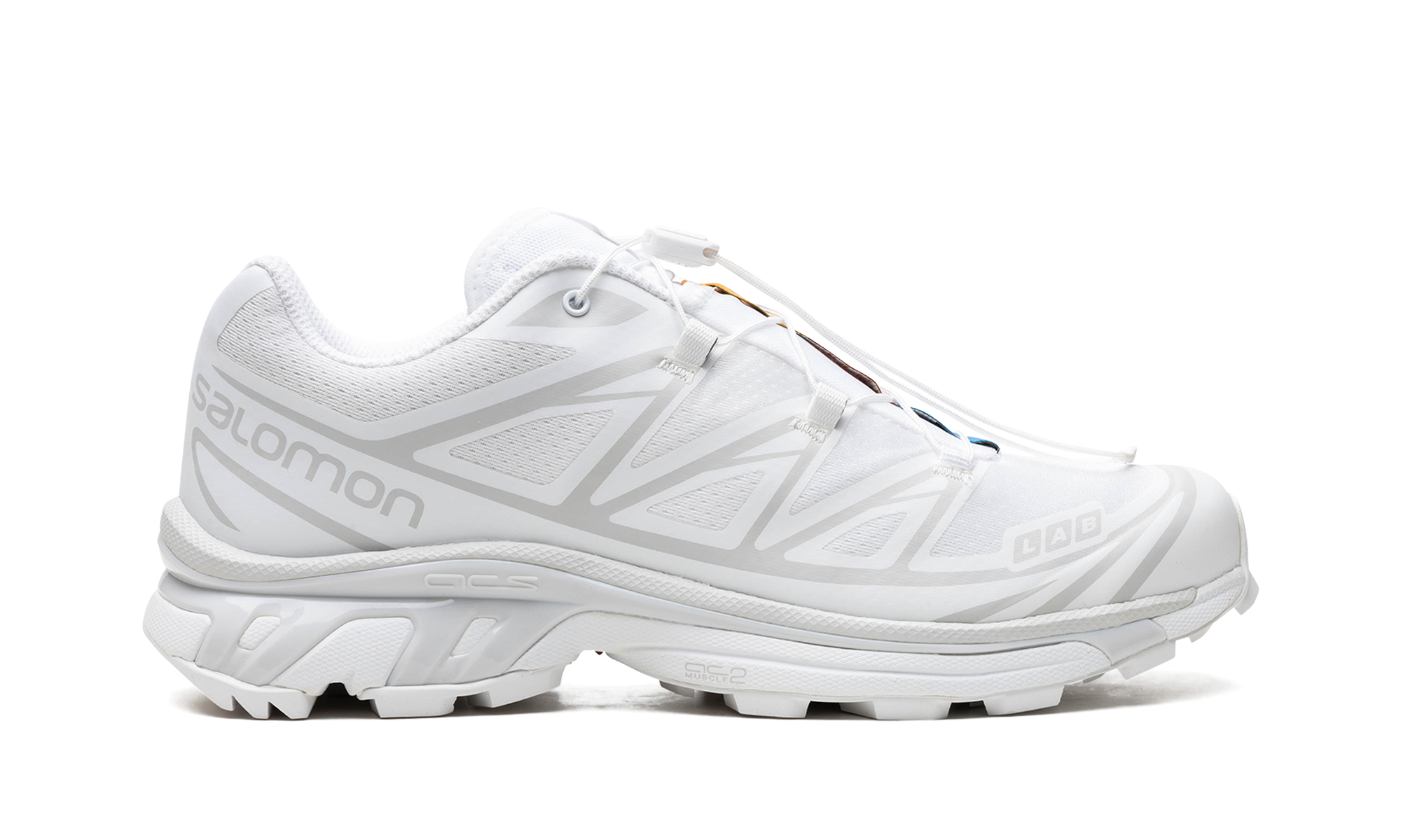 XT-6 Lunar Rock White Mesh Trail Sneakers with Quicklace™ System
