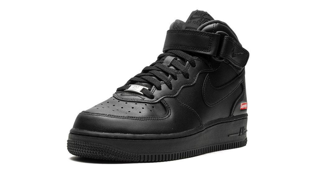 Supreme x Nike Air Force 1 Mid Triple Black FZ8784 001 - Iconic Mini Box Logo Collab