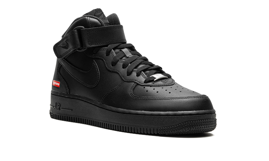 Supreme x Nike Air Force 1 Mid Triple Black FZ8784 001 - Iconic Mini Box Logo Collab