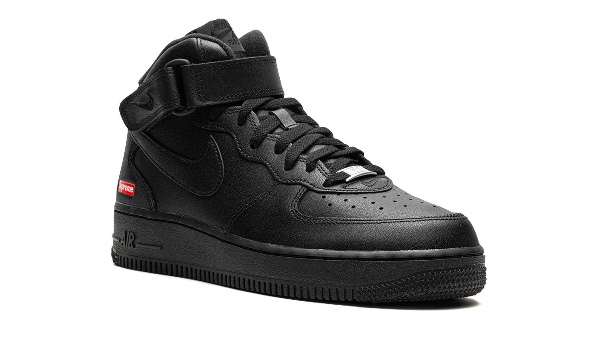 Supreme x Nike Air Force 1 Mid Triple Black FZ8784 001 - Iconic Mini Box Logo Collab
