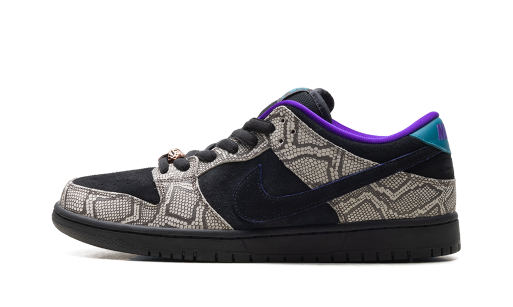 SB Dunk Low Dashawn Jordan Copperhead - Black Suede Skate Shoe with Snakeskin Texture