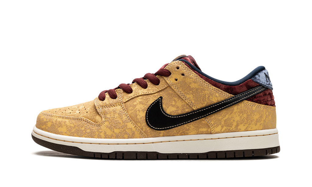 Nike SB Dunk Low "City of Cinema" - Celestial Gold Crackled Leather Paris-Inspired Skate Shoe
