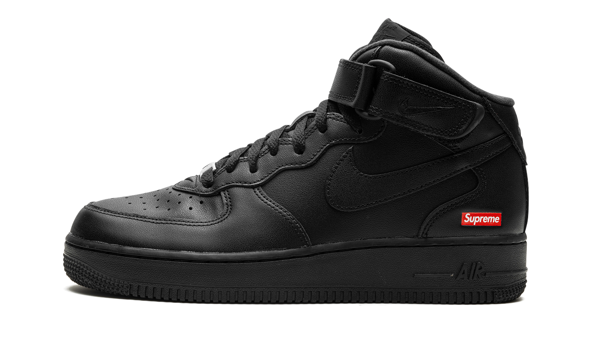 Supreme x Nike Air Force 1 Mid Triple Black FZ8784 001 - Iconic Mini Box Logo Collab