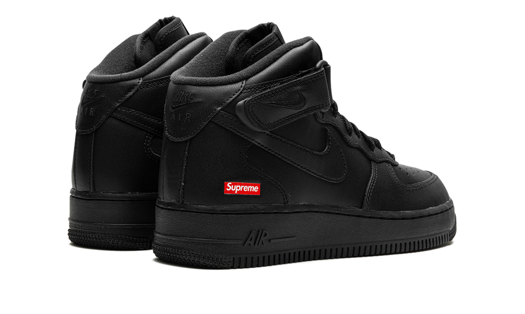Supreme x Nike Air Force 1 Mid Triple Black FZ8784 001 - Iconic Mini Box Logo Collab