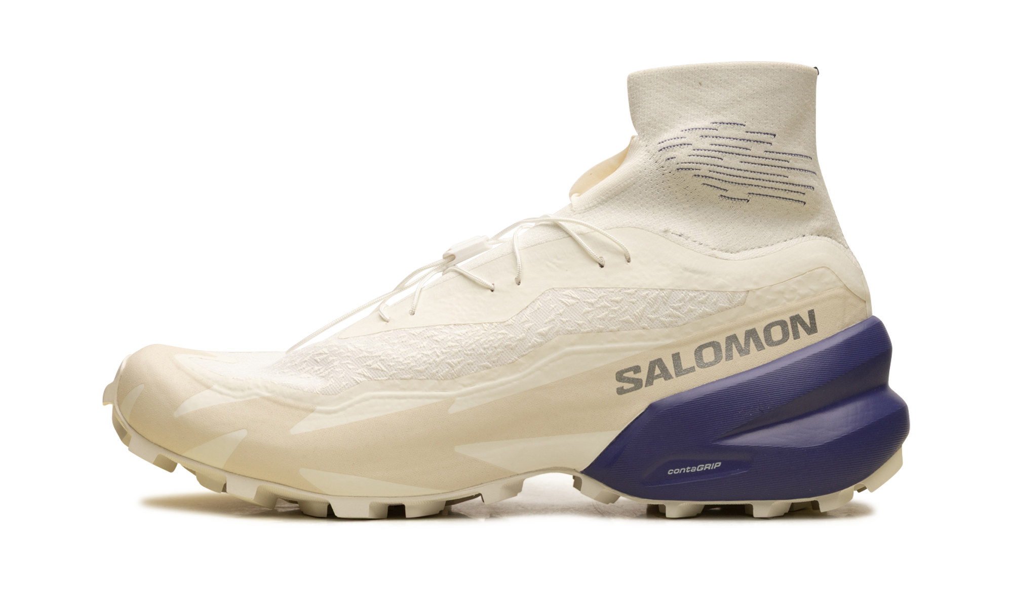 Salomon Speedcross Advanced Vanilla - Off-White Trail Sneaker with Purple Heel