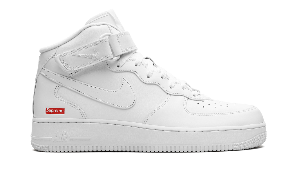 Air Force 1 Mid Supreme Mini Box Logo White FZ8784 100 | Iconic Collaboration Sneaker