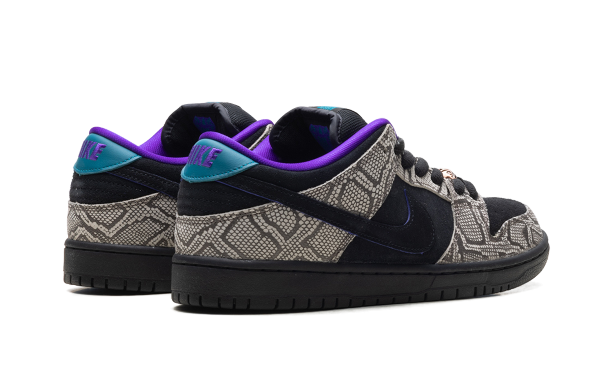 SB Dunk Low Dashawn Jordan Copperhead - Black Suede Skate Shoe with Snakeskin Texture