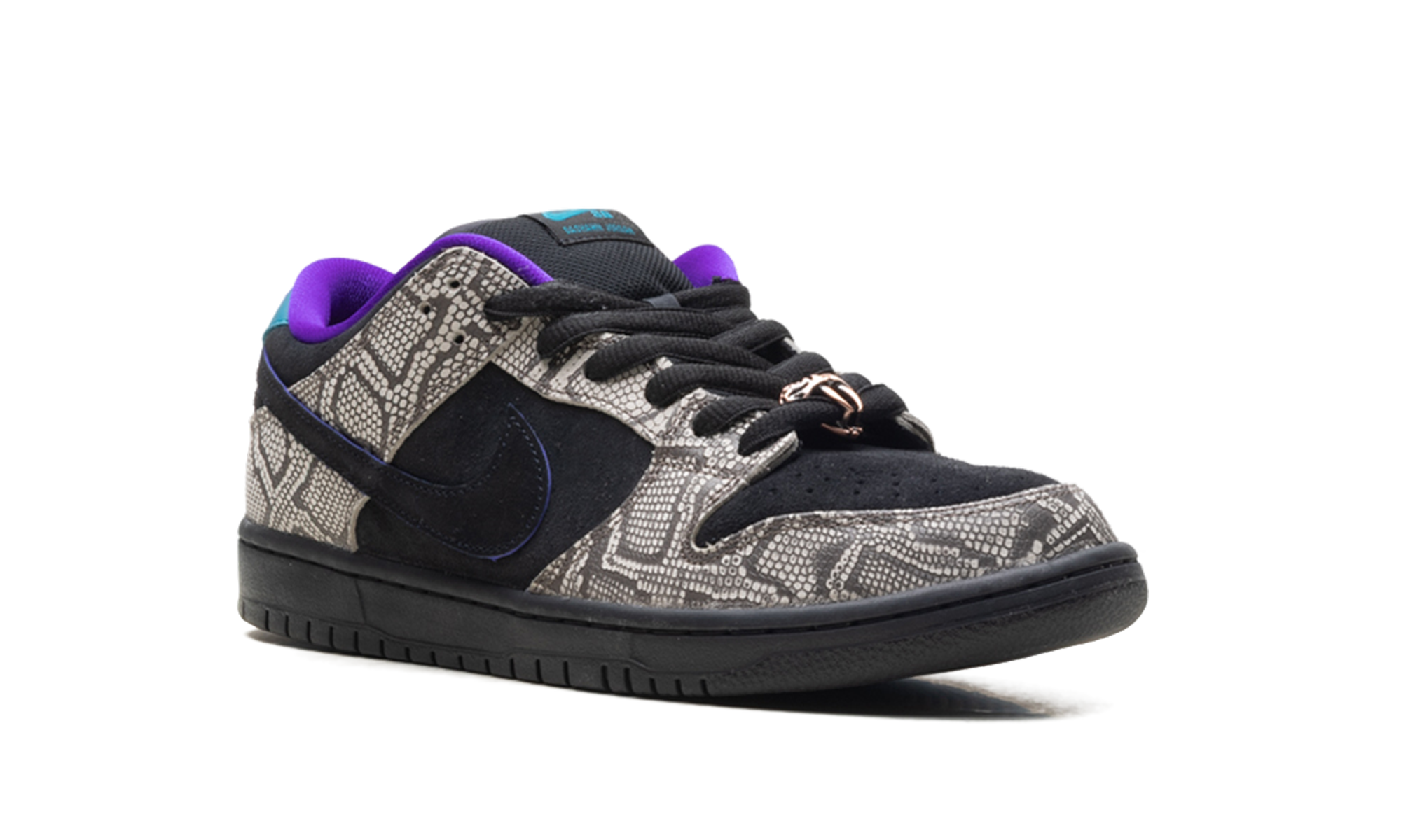 SB Dunk Low Dashawn Jordan Copperhead - Black Suede Skate Shoe with Snakeskin Texture