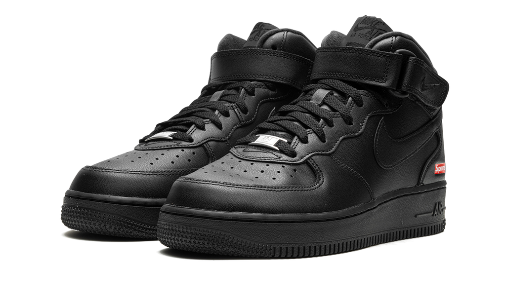 Supreme x Nike Air Force 1 Mid Triple Black FZ8784 001 - Iconic Mini Box Logo Collab