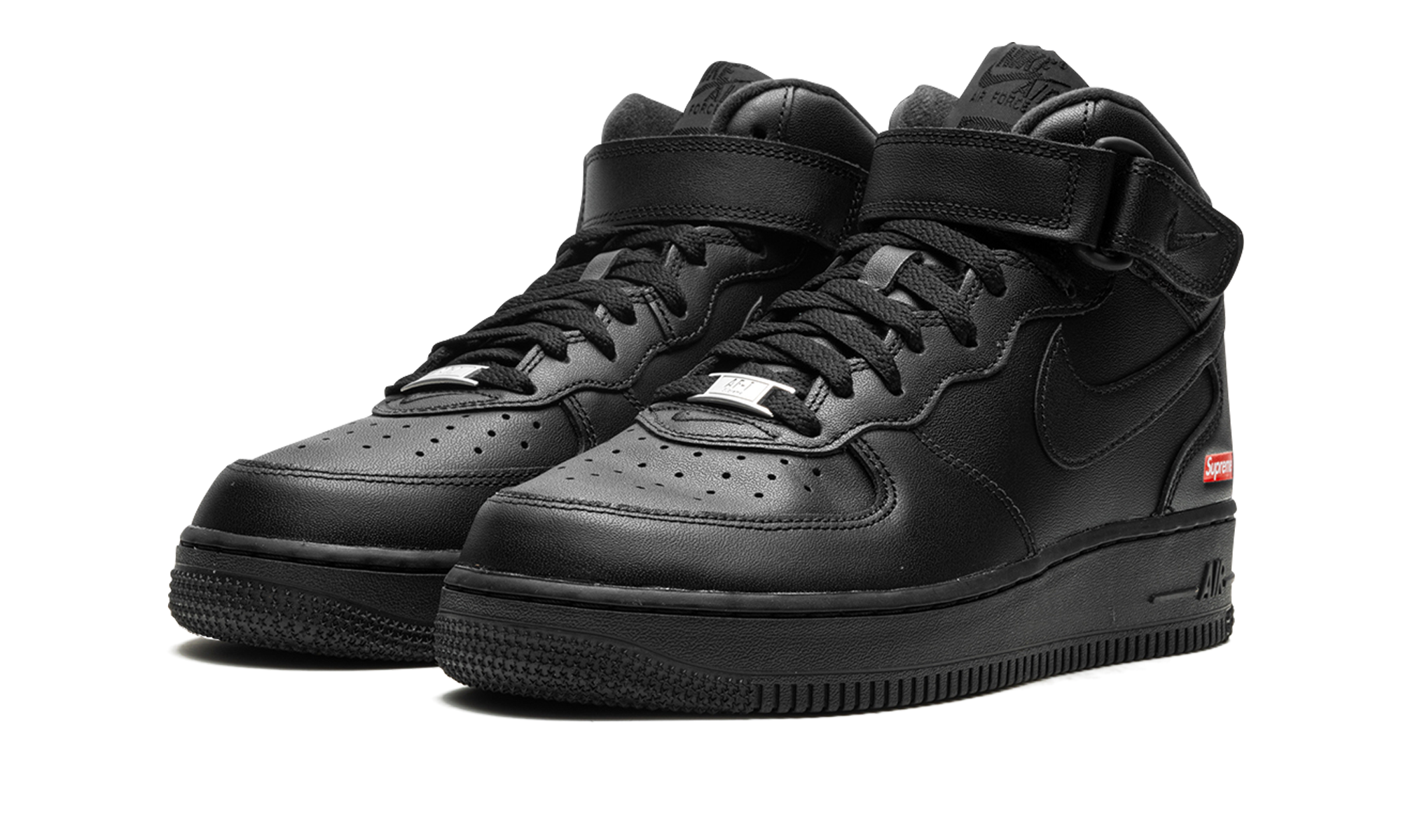 Supreme x Nike Air Force 1 Mid Triple Black FZ8784 001 - Iconic Mini Box Logo Collab