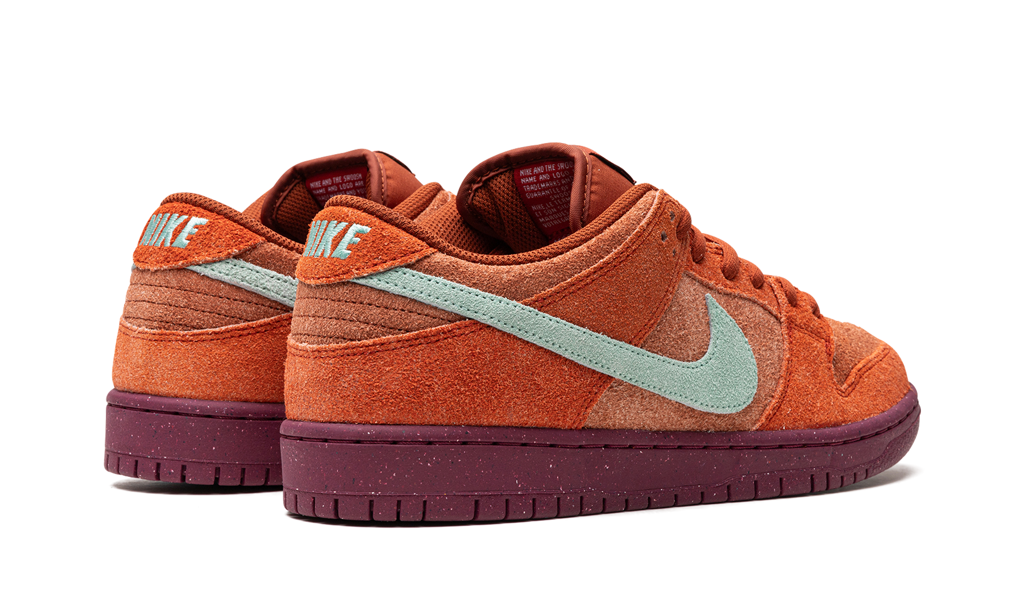 Nike SB Dunk Low Pro Prm Mystic Red - All-Suede Skate Shoe with Emerald Accents