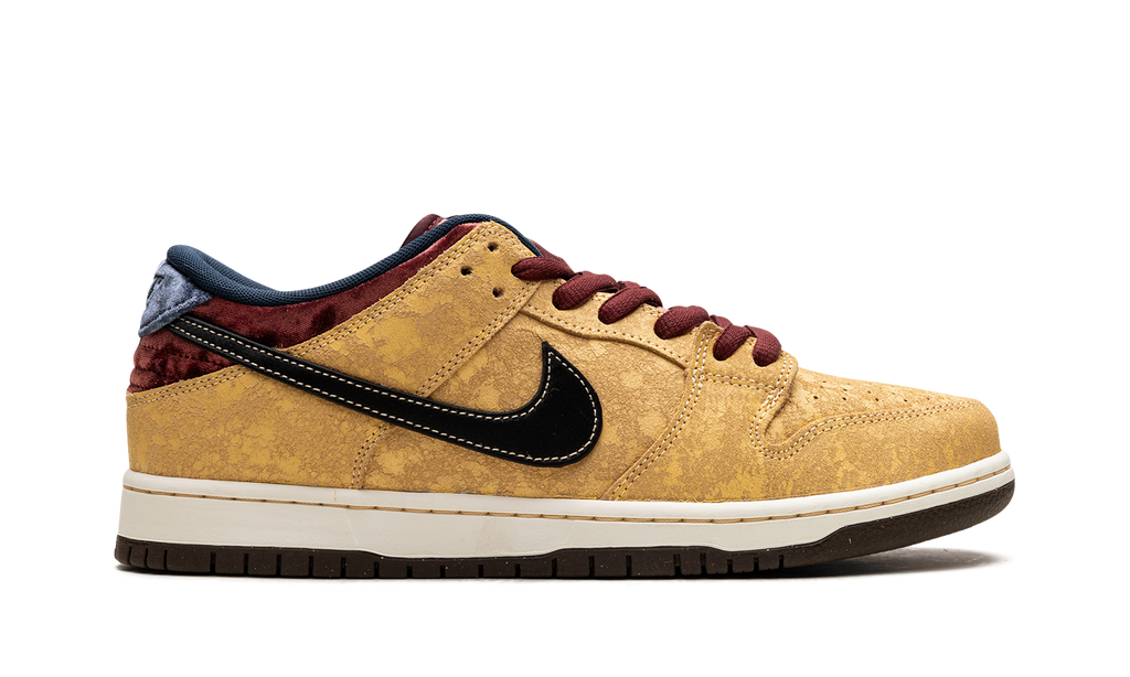 Nike SB Dunk Low "City of Cinema" - Celestial Gold Crackled Leather Paris-Inspired Skate Shoe