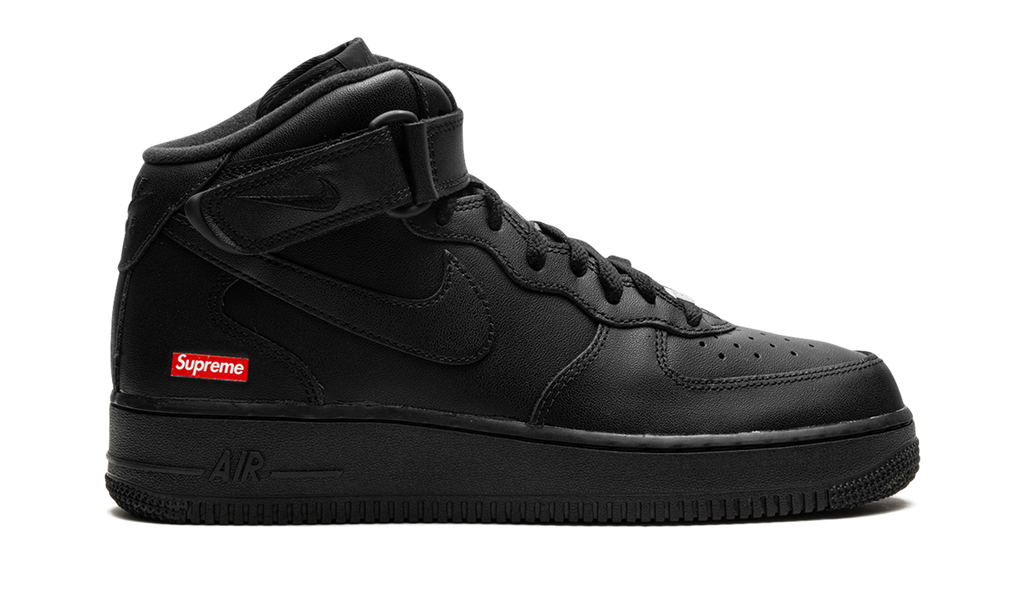 Supreme x Nike Air Force 1 Mid Triple Black FZ8784 001 - Iconic Mini Box Logo Collab