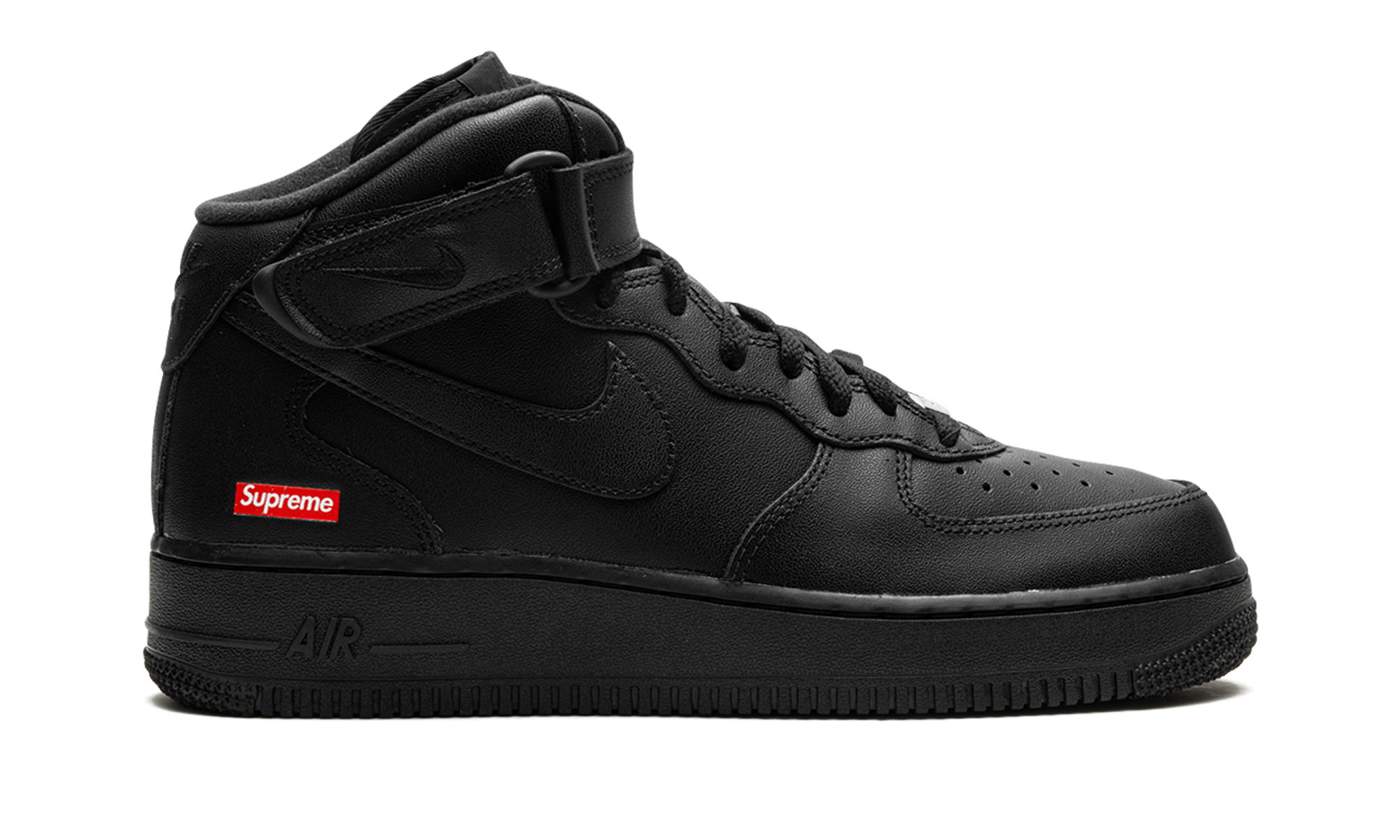 Supreme x Nike Air Force 1 Mid Triple Black FZ8784 001 - Iconic Mini Box Logo Collab